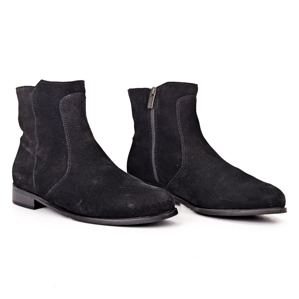 La Canadienne Women Sophie Black Suede Zip Dress Office Ankle Boots sz 7.5